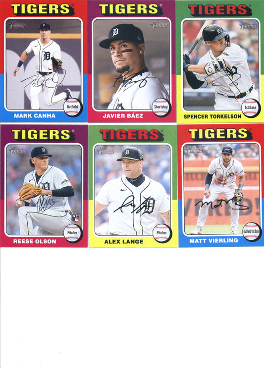 2024 Topps Heritage Detroit Tigers Team Set of 11 Cards - GotBaseballCards