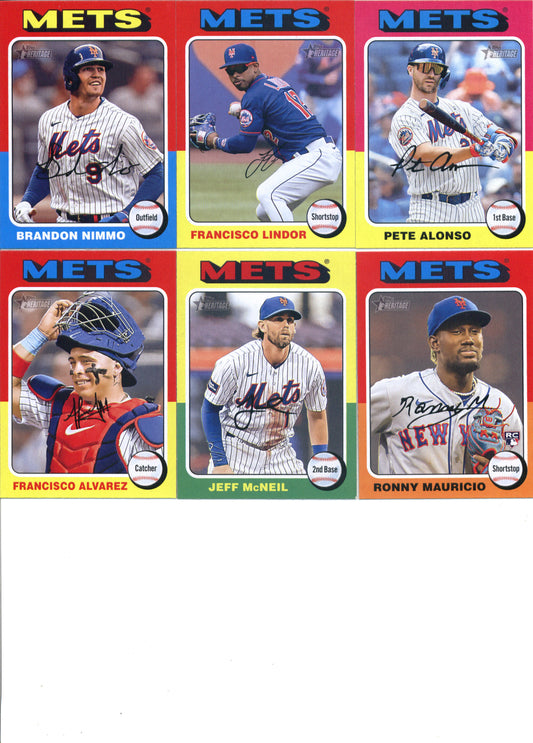 2024 Topps Heritage New York Mets Team Set of 10 Cards - GotBaseballCards