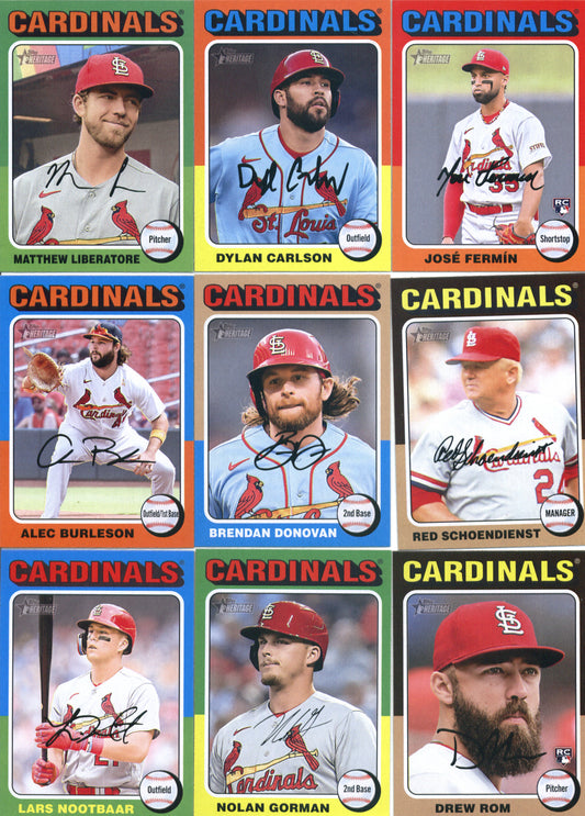 2024 Topps Heritage St. Louis Cardinals Team Set of 15 Cards - GotBaseballCards