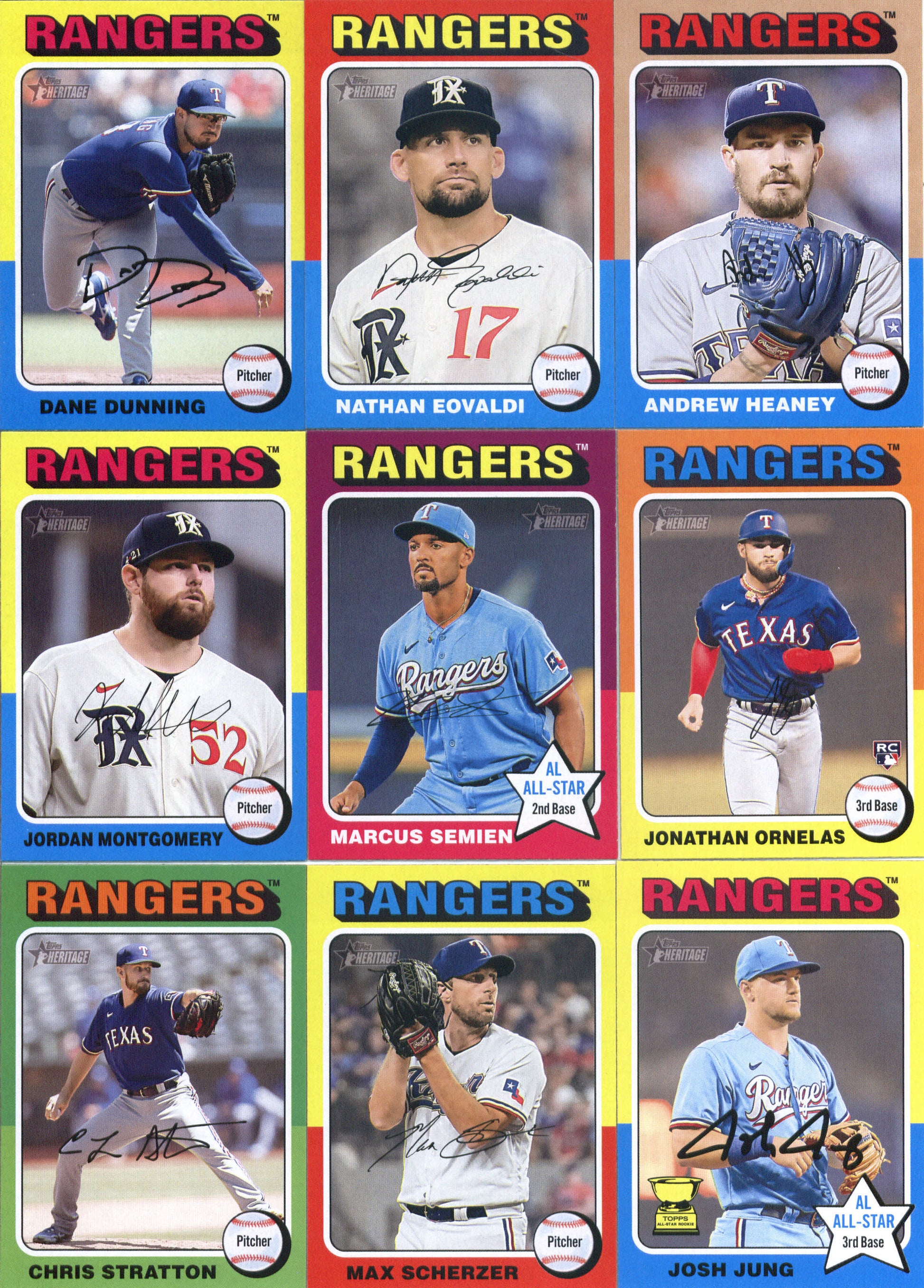 2024 Topps Heritage Texas Rangers Team Set of 23 Cards - GotBaseballCards