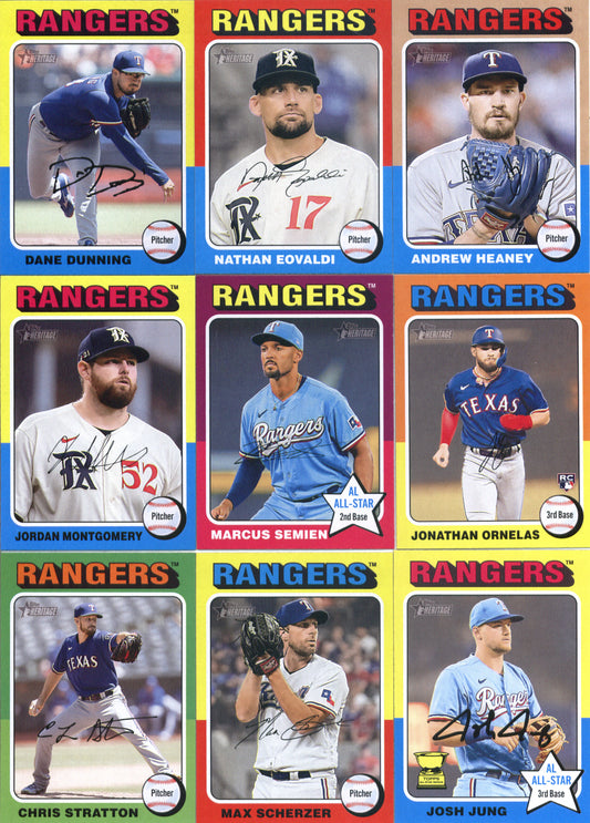 2024 Topps Heritage Texas Rangers Team Set of 23 Cards - GotBaseballCards