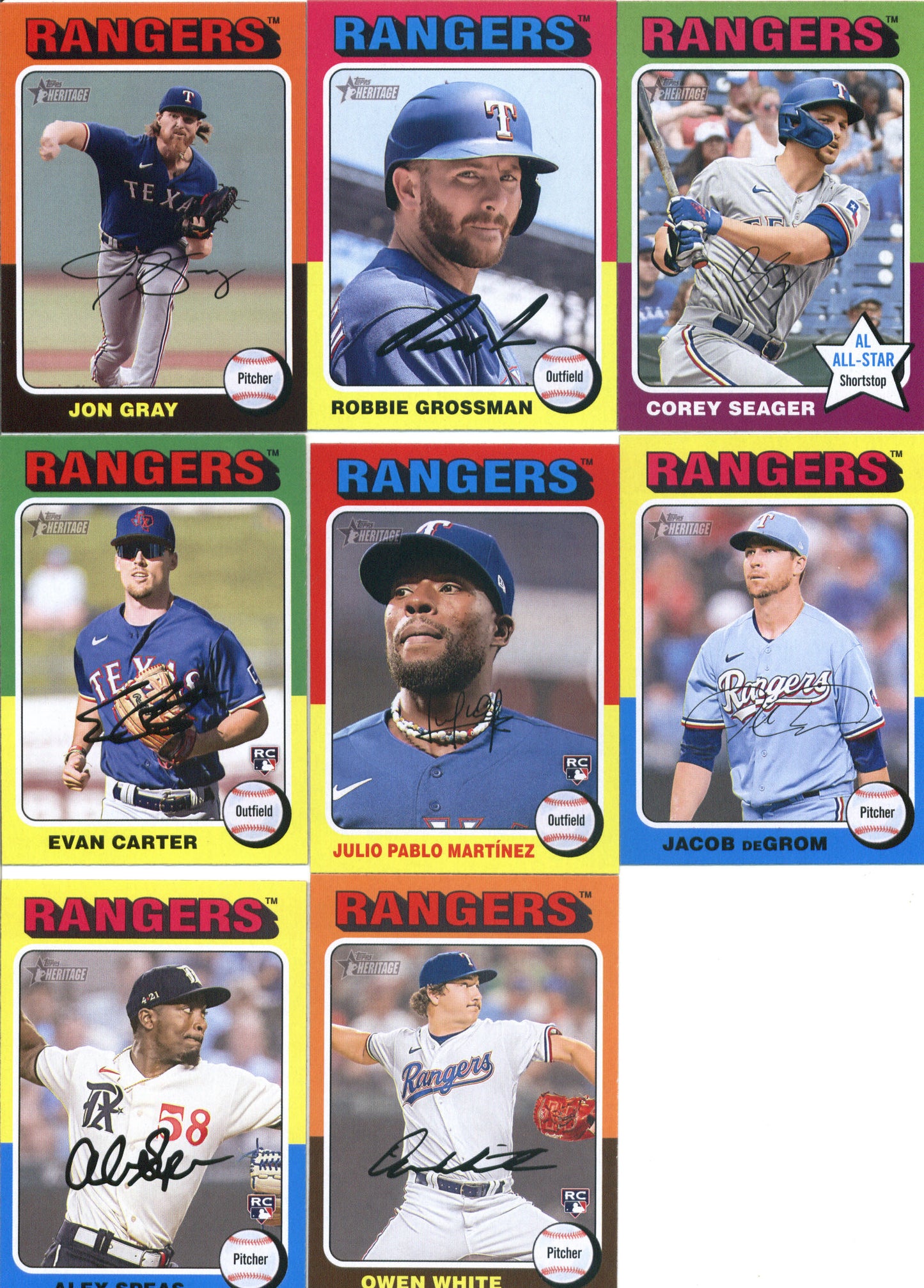 2024 Topps Heritage Texas Rangers Team Set of 23 Cards - GotBaseballCards