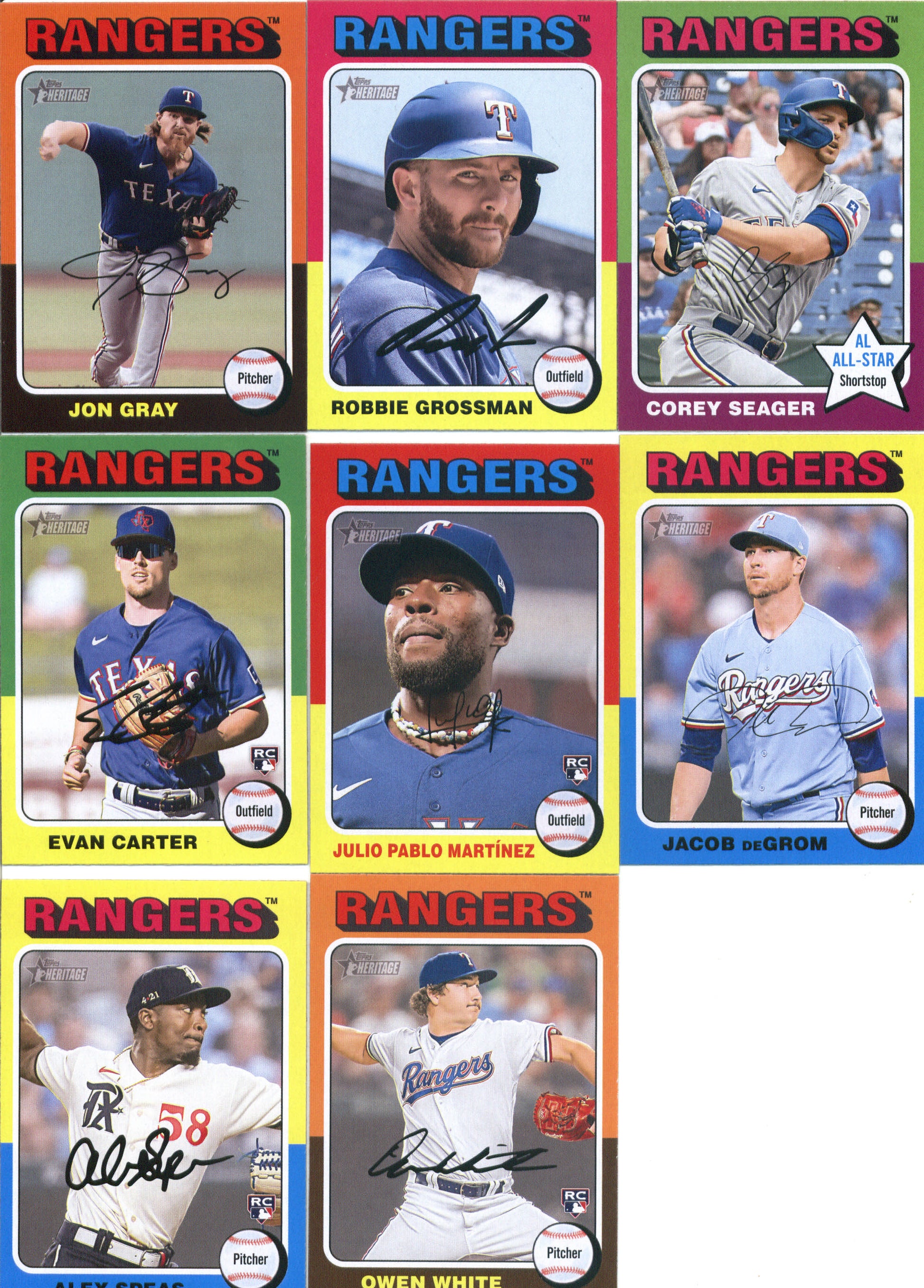 2024 Topps Heritage Texas Rangers Team Set of 23 Cards - GotBaseballCards