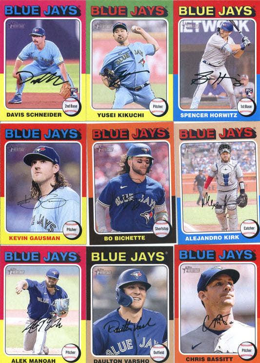 2024 Topps Heritage Toronto Blue Jays Team Set of 15 Cards - GotBaseballCards