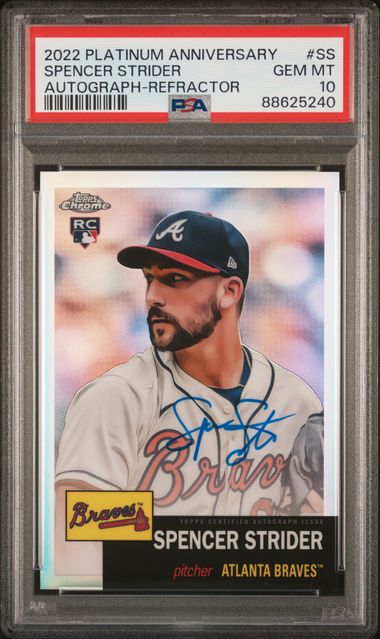 2022 Platinum Anniversary #SS - Spencer Strider Auto-Refractor /199 PSA 10 GEM MT - GotBaseballCards