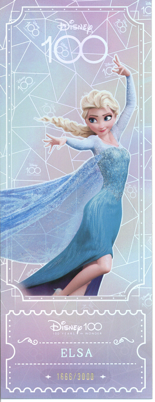 2023 Kakawow Disney 100 Ticket Elsa (Frozen) #/3000 - GotBaseballCards