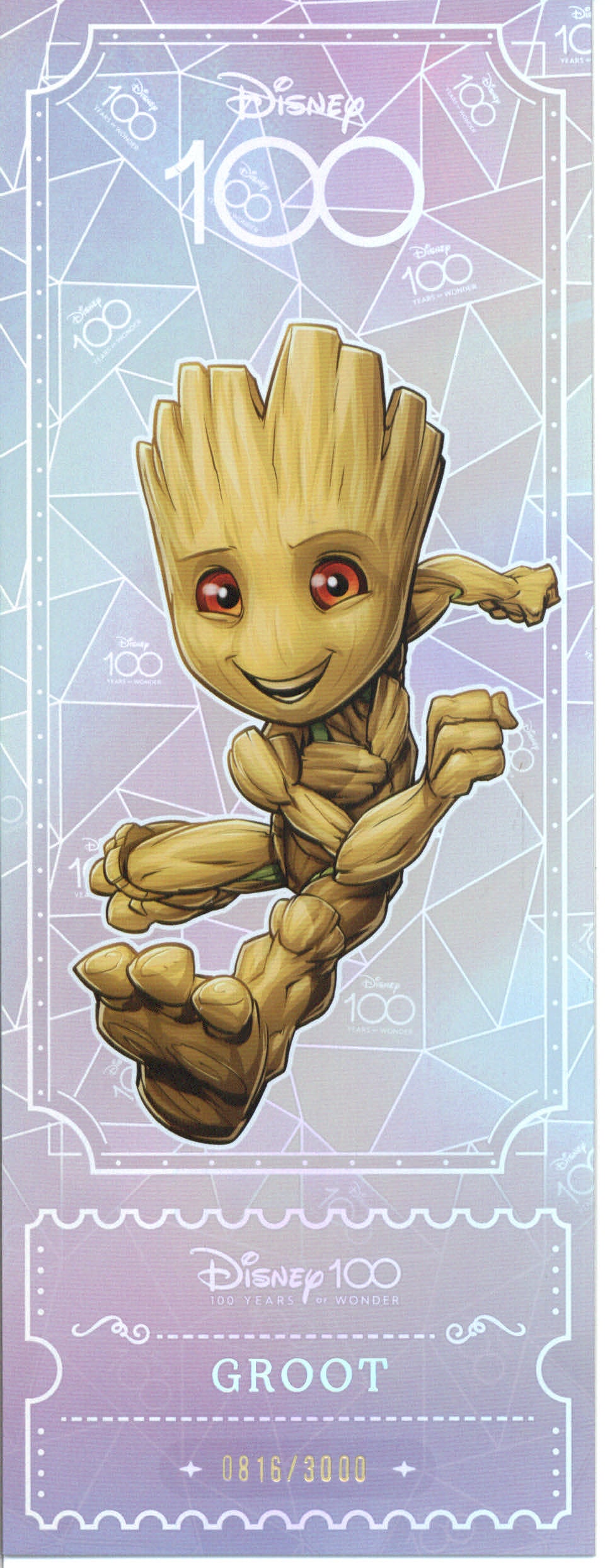 2023 Kakawow Disney 100 Ticket Groot (Guardians of the Galaxy) #/3000 - GotBaseballCards