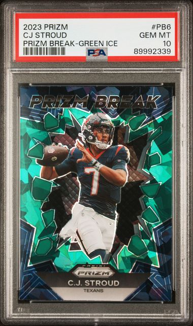 2023 Prizm #PB6 - CJ Stroud Prizm Break-Green Ice PSA 10 GEM MT - GotBaseballCards