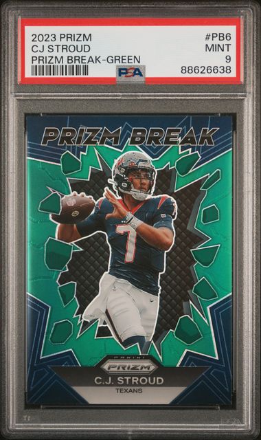 2023 Prizm #PB6 - CJ Stroud Prizm Break-Green PSA 9 MINT - GotBaseballCards