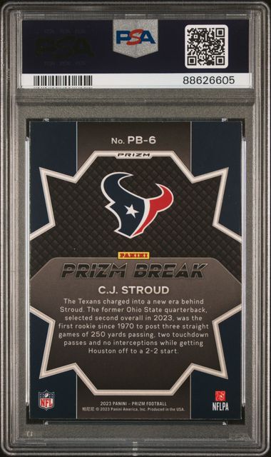 2023 Prizm #PB6 - CJ Stroud Prizm Break-Green Wave PSA 10 GEM MT