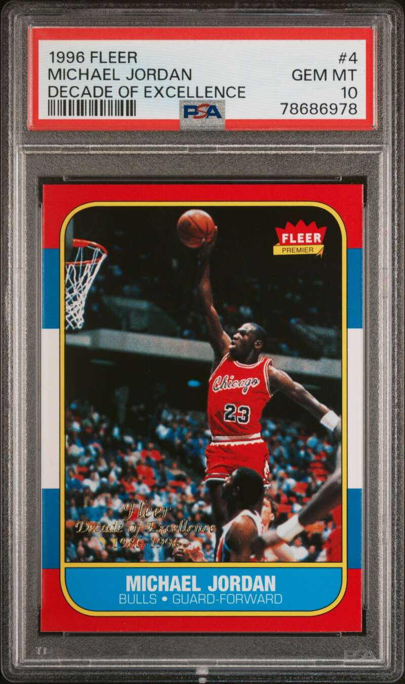 1996-97 Fleer Decade of Excellence #4 Michael Jordan Bulls PSA 10 Gem Mint (978) Image 1
