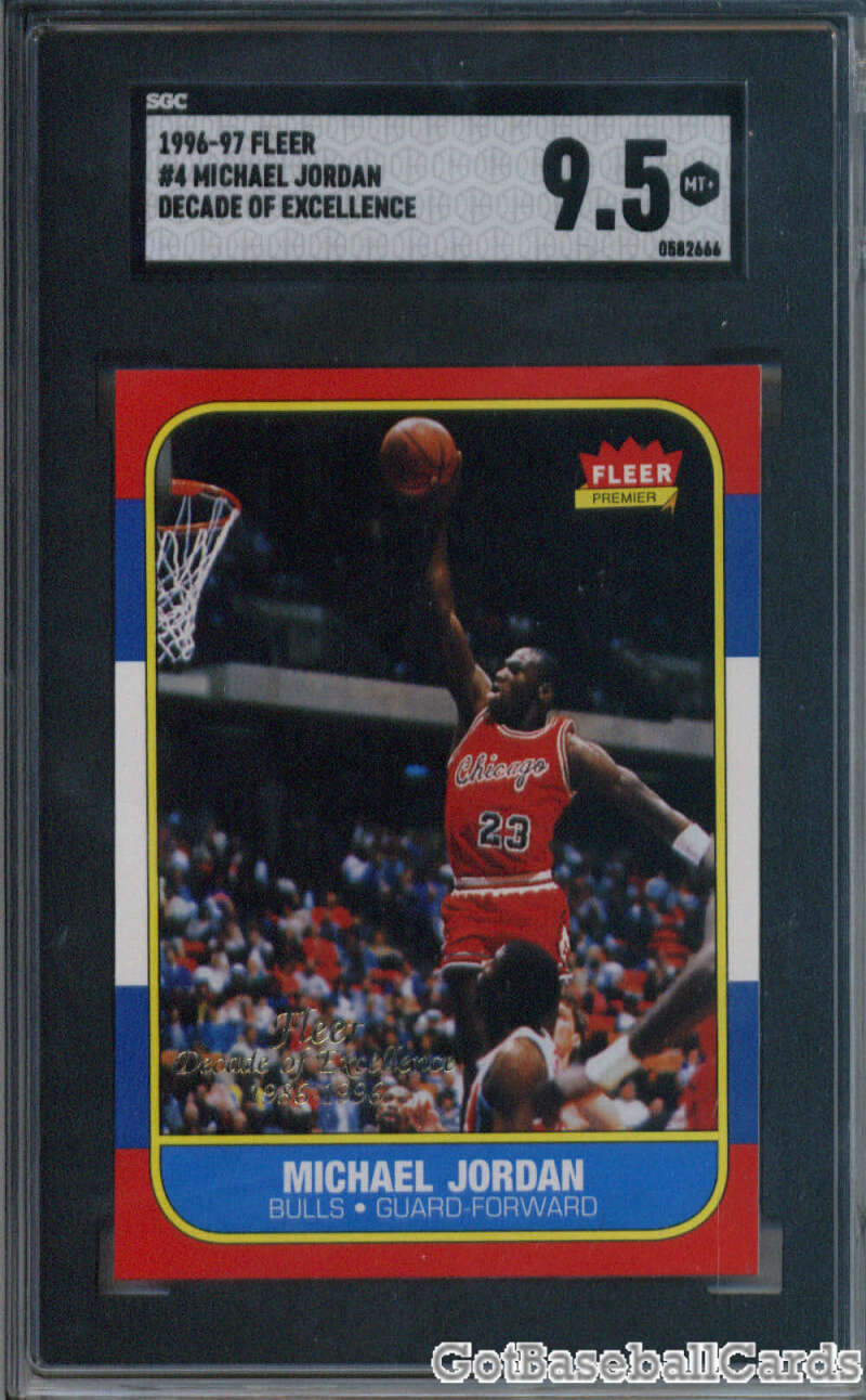 1996-97 Fleer Decade of Excellence #4 Michael Jordan Chicago Bulls SGC 9.5 Mint+ Image 1