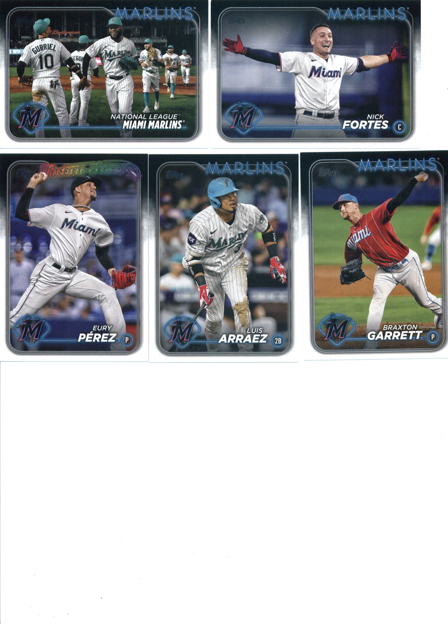 2024 Topps Series 1 Miami Marlins Team Set of 11 Cards