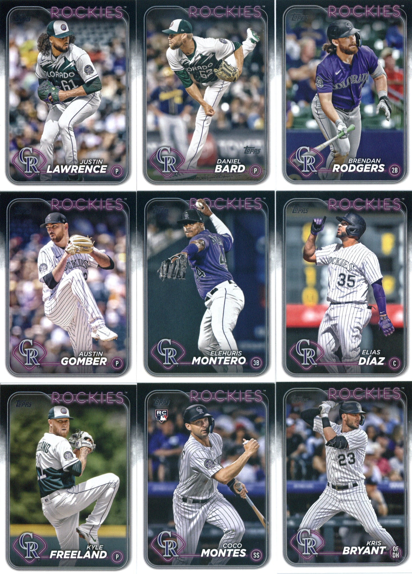 2024 Topps Series 1 Colorado Rockies Team Set of 9 Cards