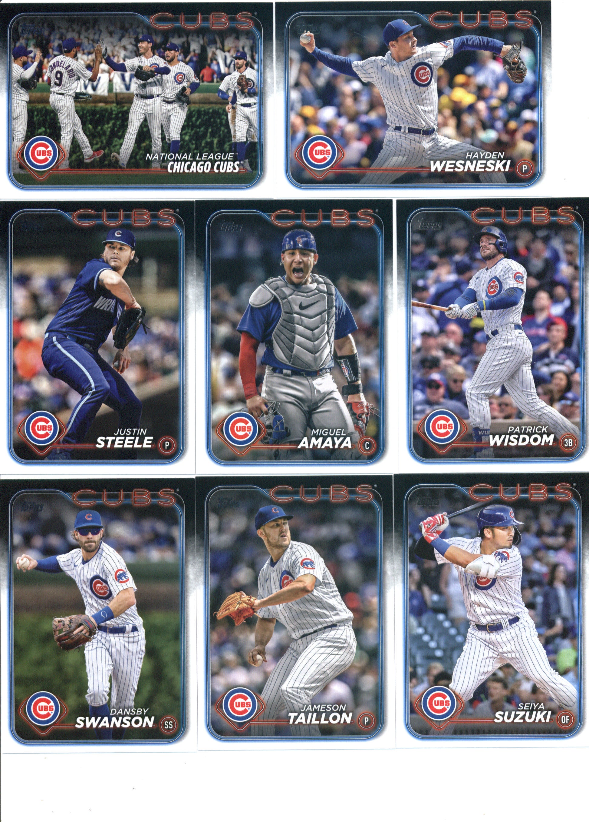 2024 Topps Series 1 Chicago Cubs Team Set of 12 Cards - GotBaseballCards