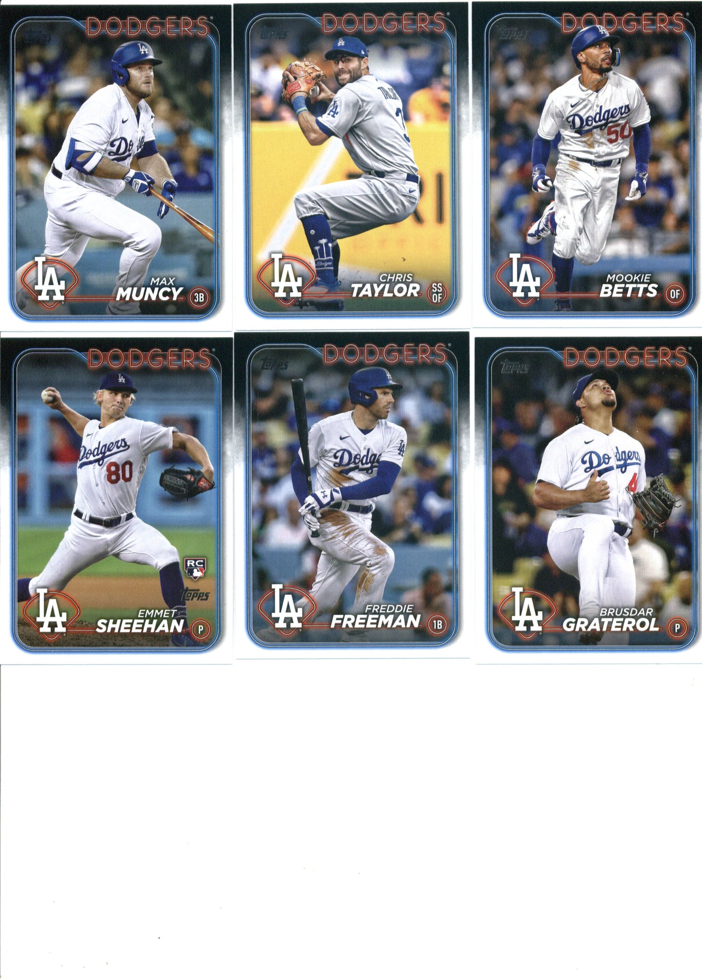 2024 Topps Series 1 Los Angeles Dodgers Team Set of 12 Cards - GotBaseballCards