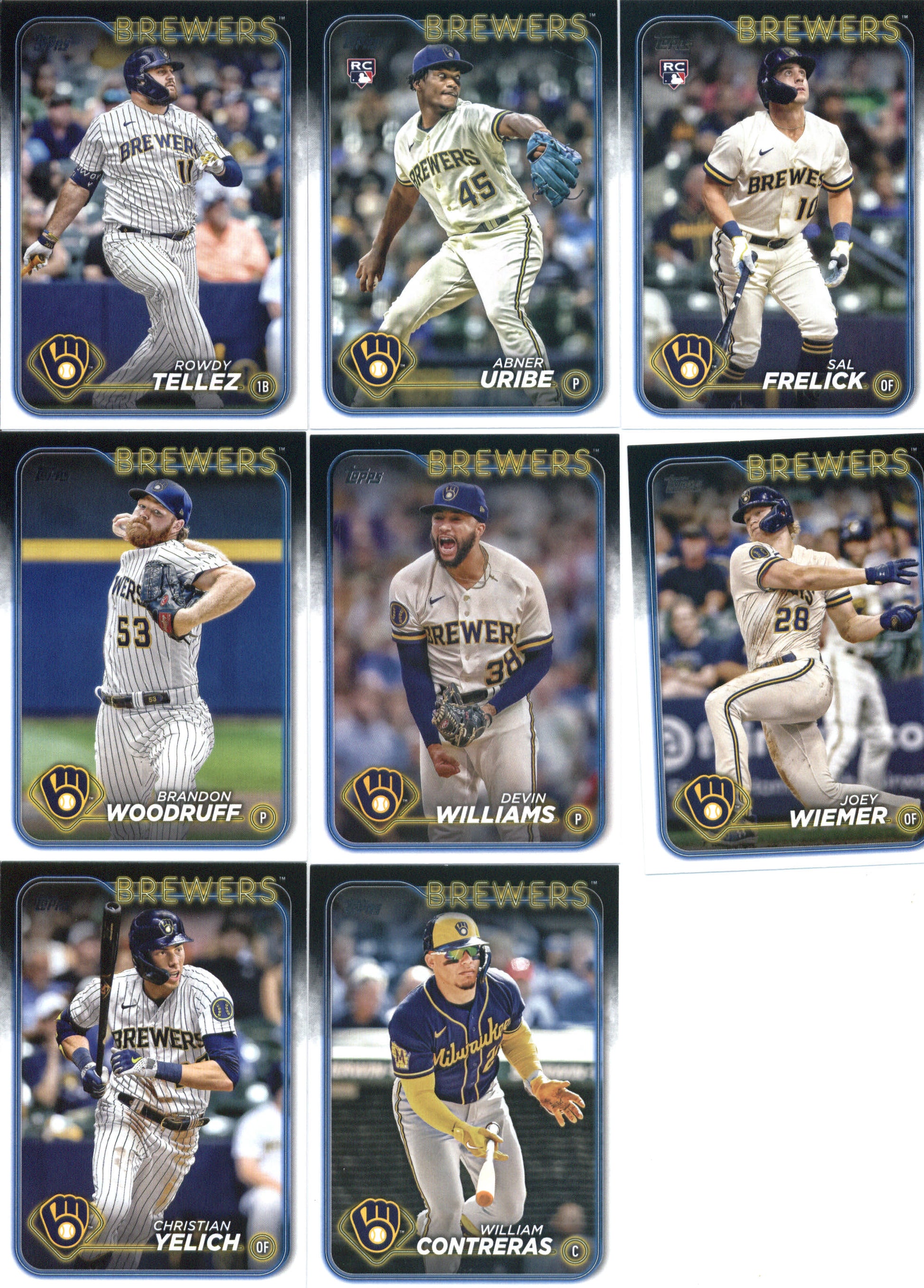 2024 Topps Series 1 Milwaukee Brewers Team Set of 11 Cards - GotBaseballCards